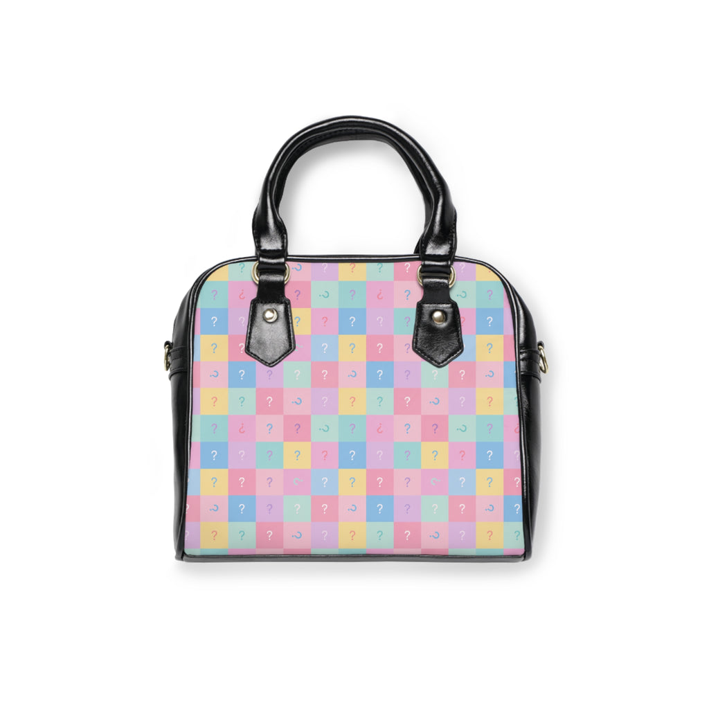 Handbag-Pastel Question Mark Shoulder or Carry Handbag with Adjustable Strap
