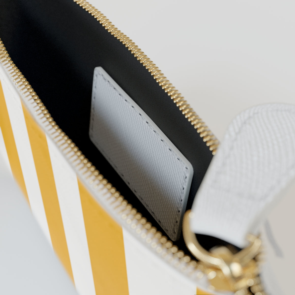 Zip Pouch – Gold & White Stripes