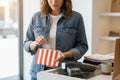 Zip Pouch – Orange & White Stripes