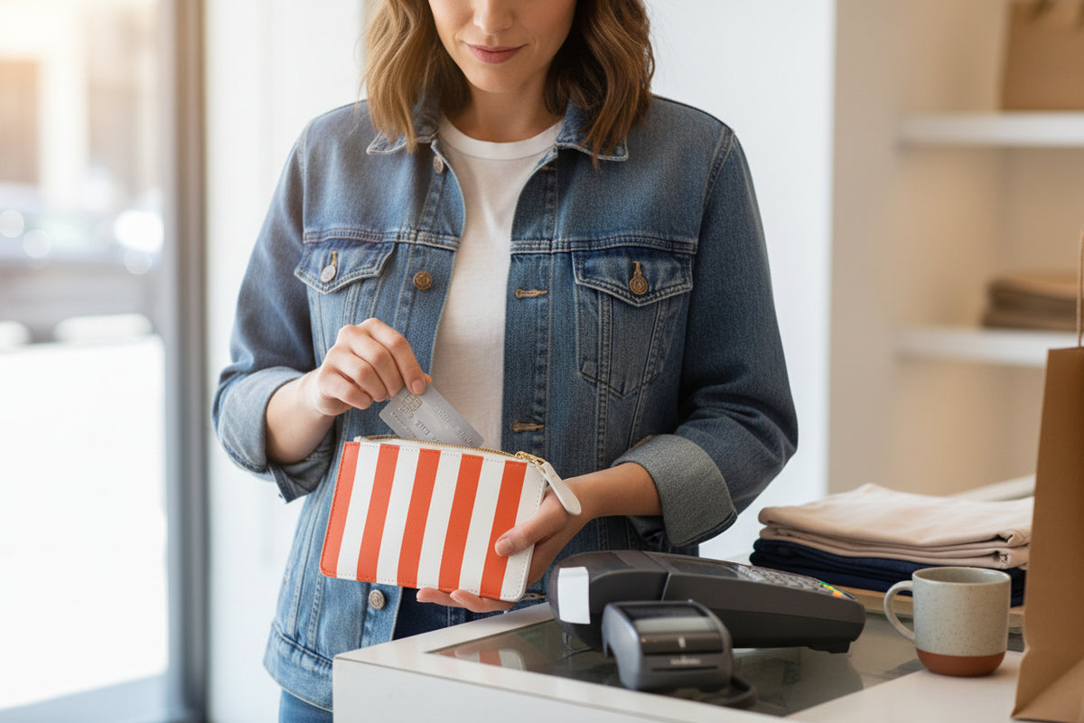 Zip Pouch – Orange & White Stripes