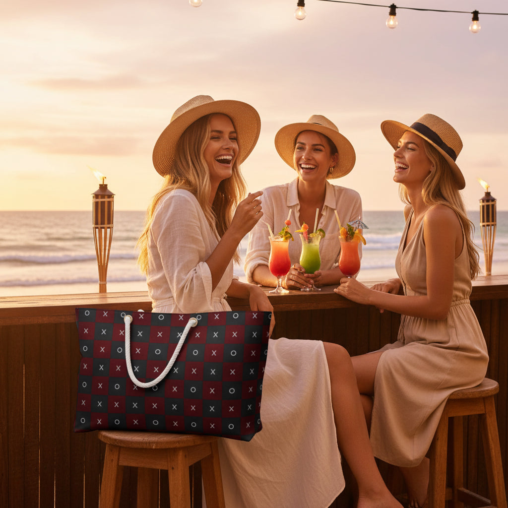 Tote Bag-Purse-Red & Black Tic Tac Toe Weekender