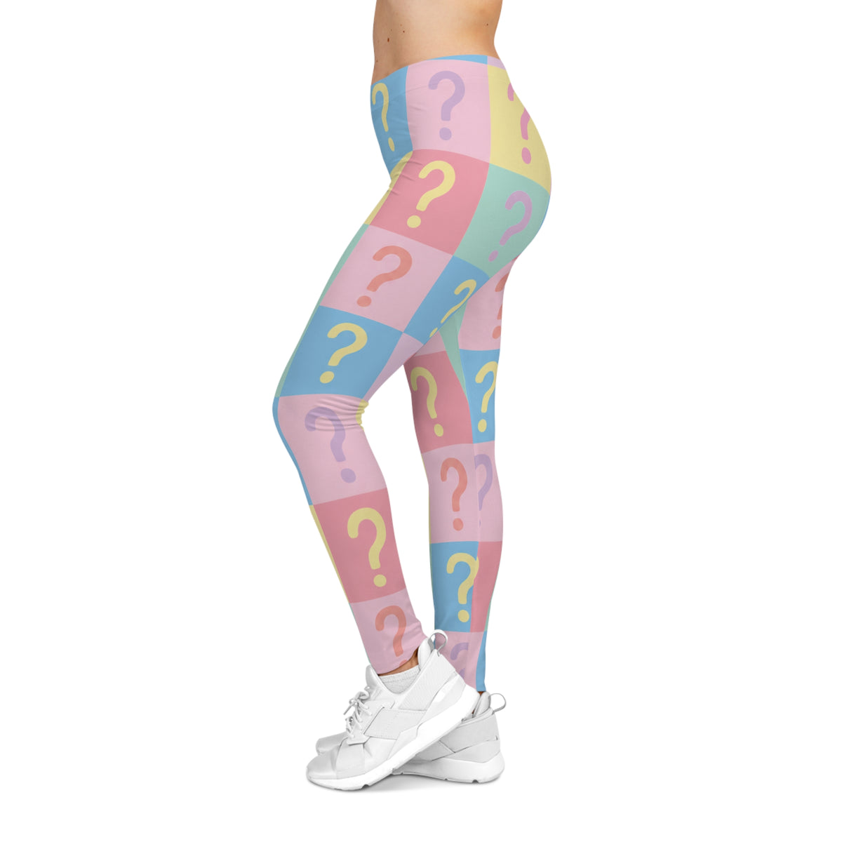 Leggings-Womens-Pastel Question Mark–Colorful Women’s Stretch Yoga Pants