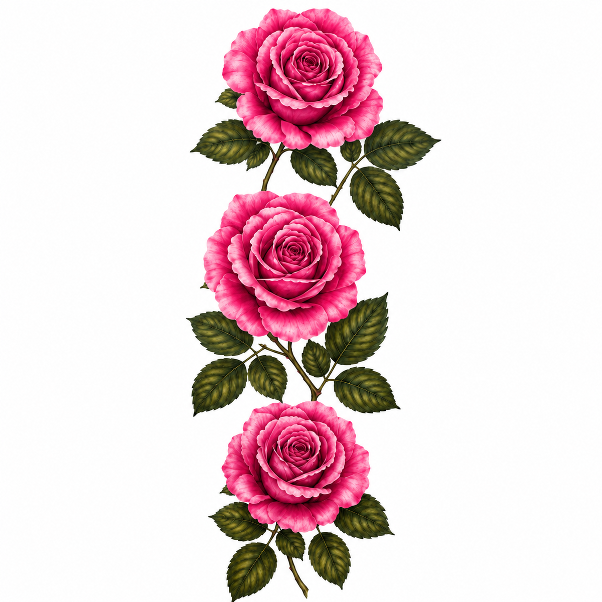 Pillow Cover-3-Rose-Vertical-Pink-Envelope Close-set of 2-Cover only, no insert