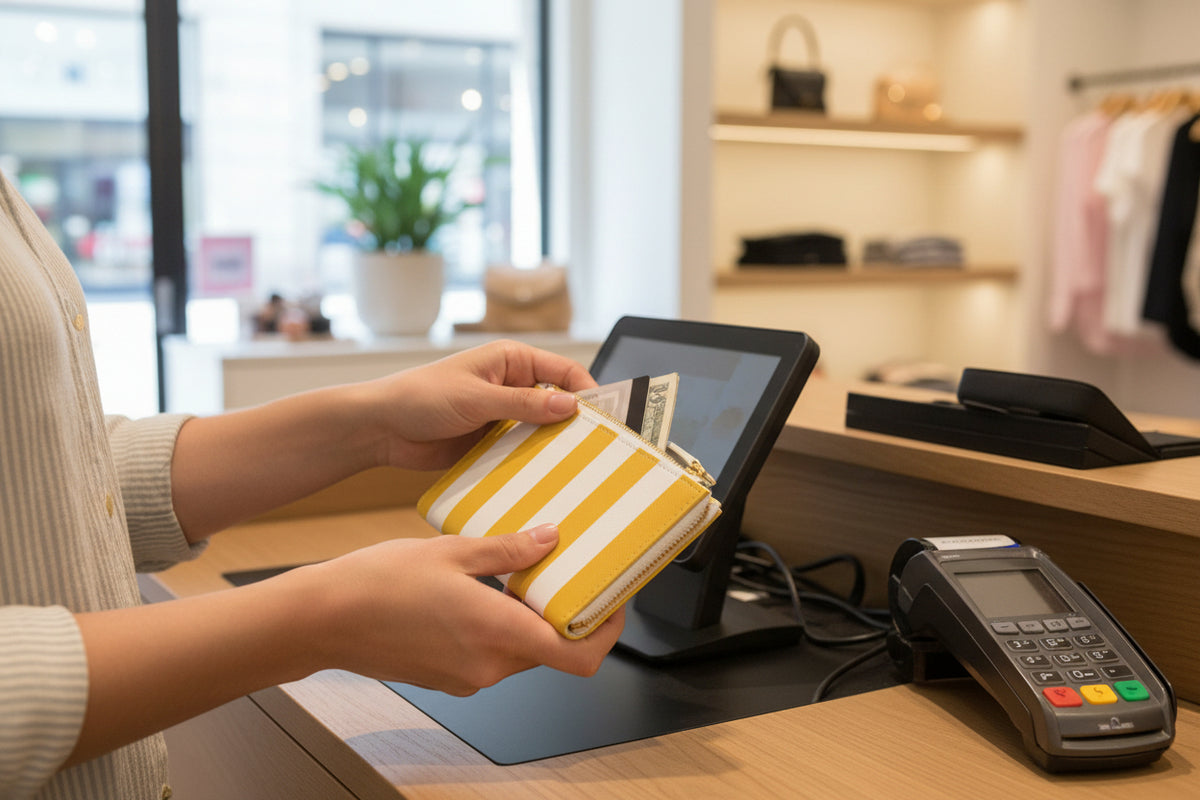 Zip Pouch – Gold & White Stripes