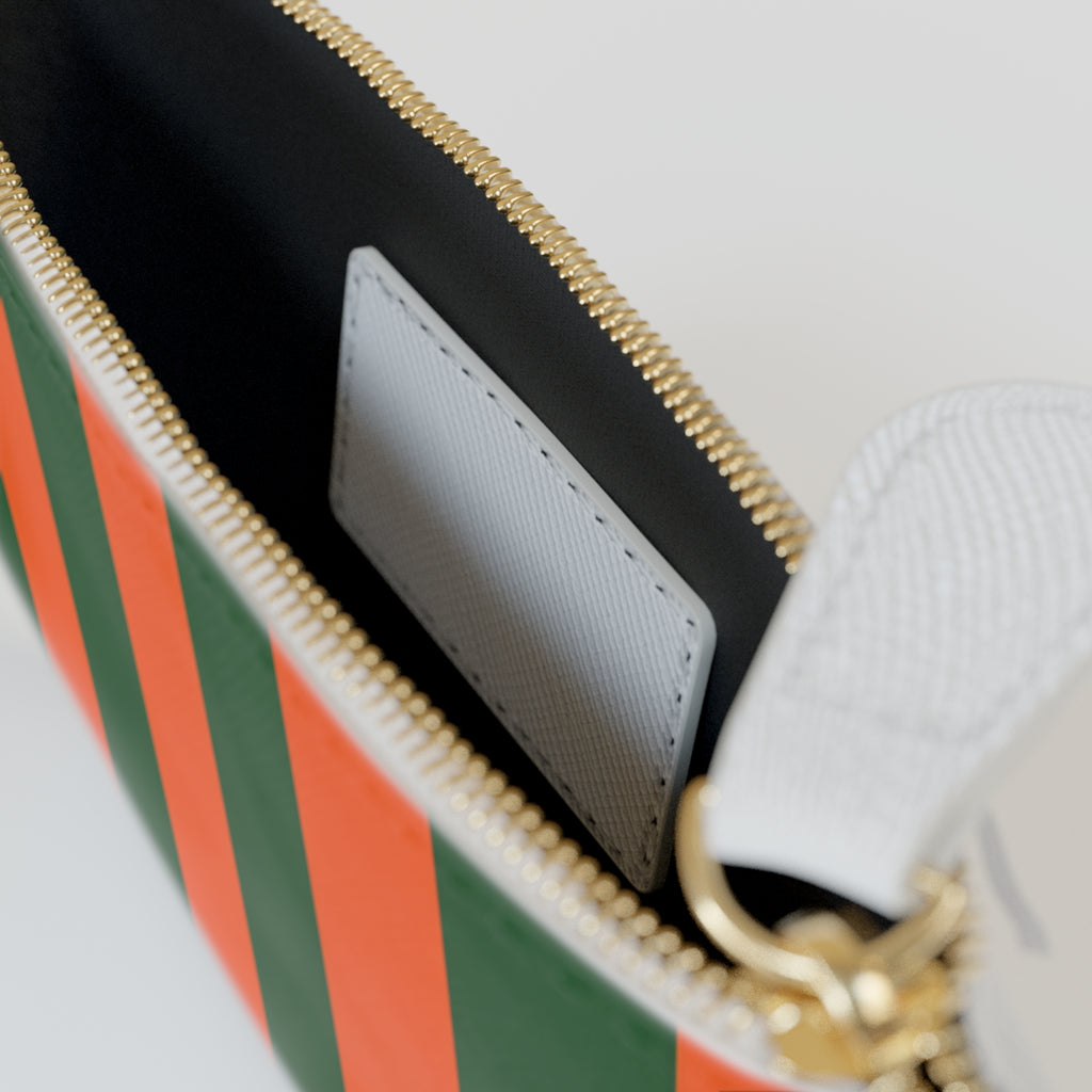 Zip Pouch – Orange & Green Stripes