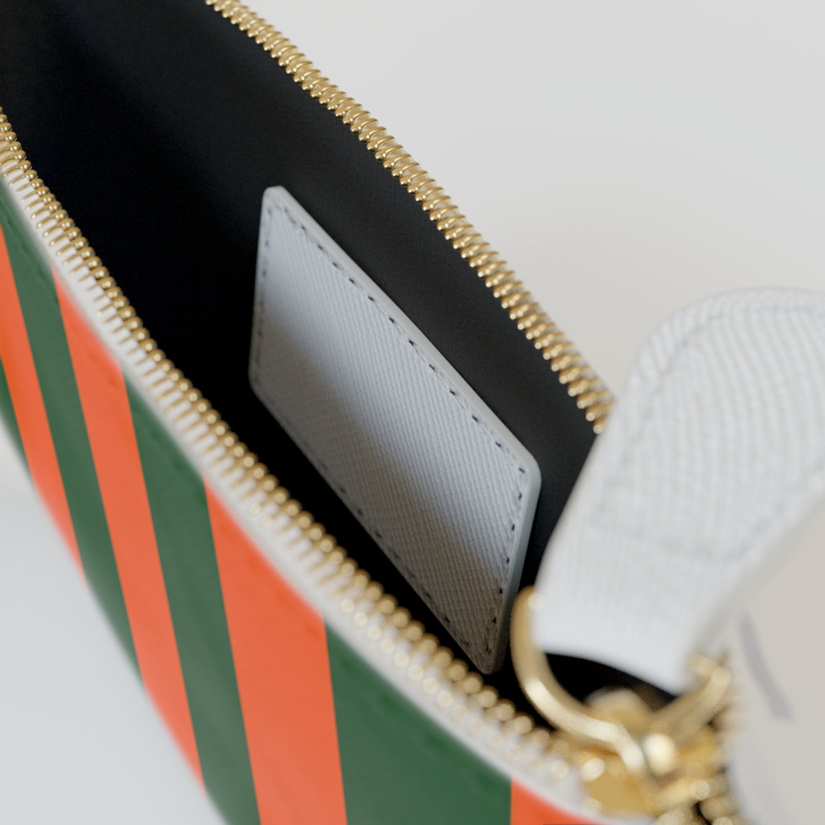 Zip Pouch – Orange & Green Stripes