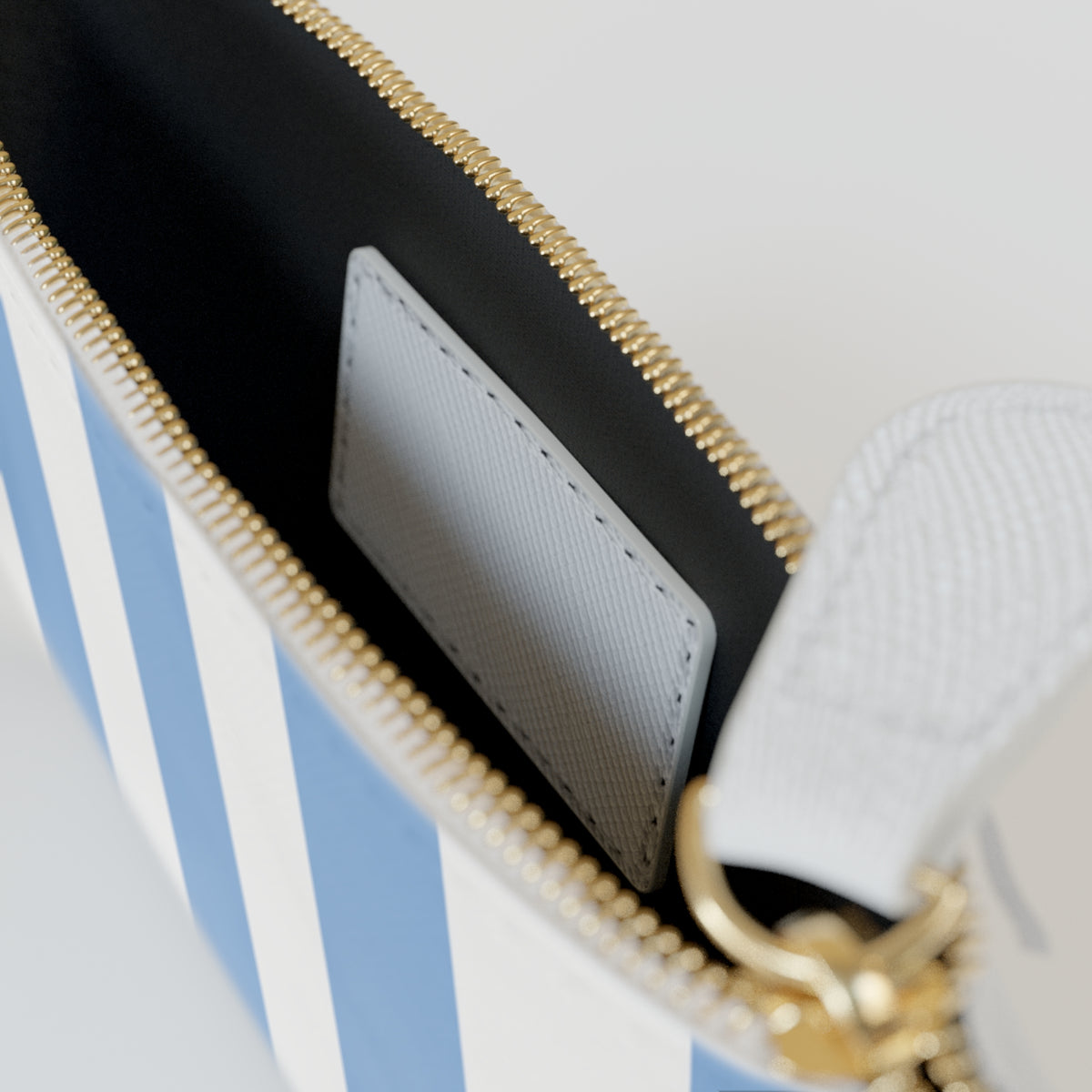 Zip Pouch – Baby Blue & White Stripes