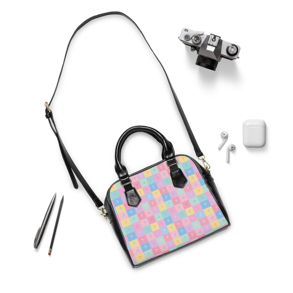 Handbag-Pastel Question Mark Shoulder or Carry Handbag with Adjustable Strap