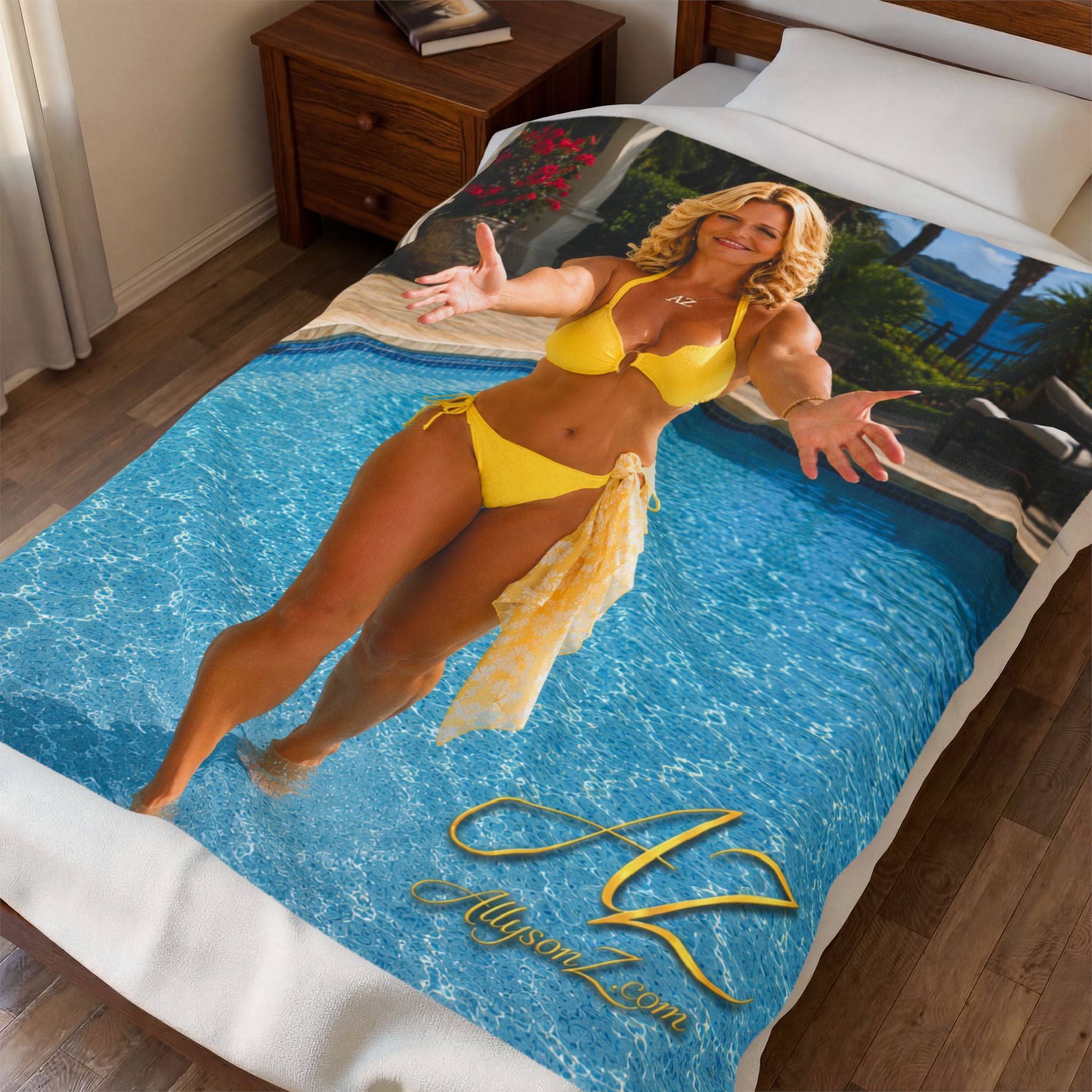Allyson Z "Hugs"  Sunshine Bikini Collection Premium Velveteen 50" x 60" Throw Blanket