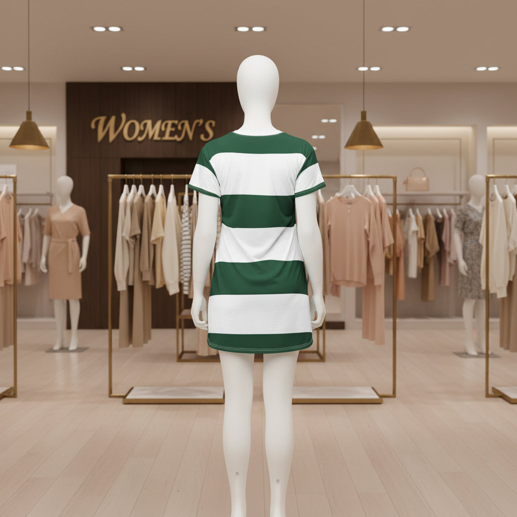 Dress-T Shirt type-Green Stripe Collection – Women’s A-Line