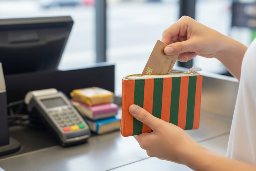 Zip Pouch – Orange & Green Stripes