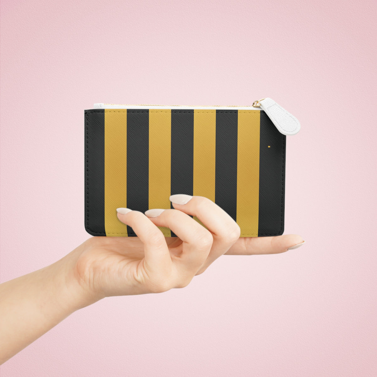 Zip Pouch – Black & Gold Stripes