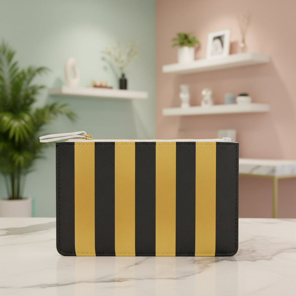 Zip Pouch – Black & Gold Stripes