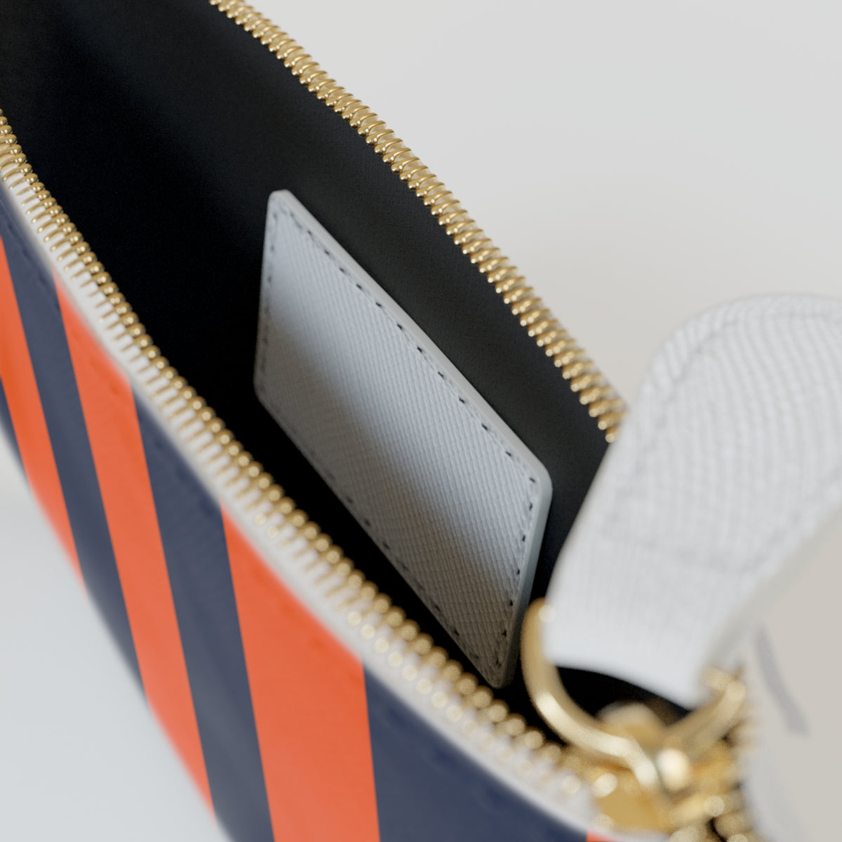 Zip Pouch – Orange & Navy Stripes