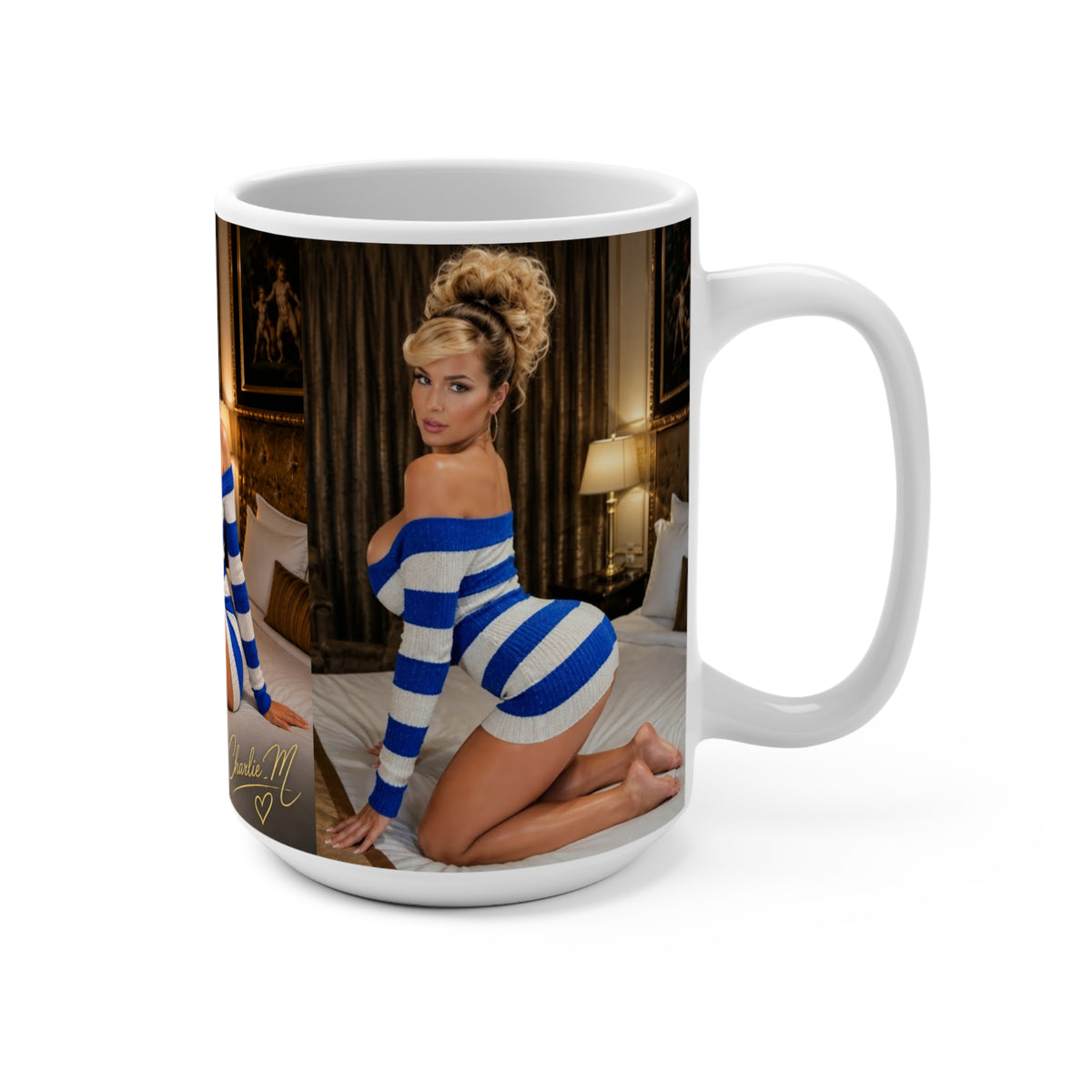 Coffee Mug Stripe Collection – Charlie Monroe Blue & White 15oz