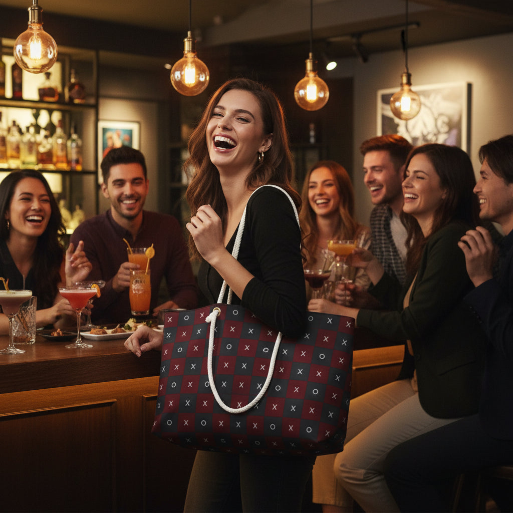 Tote Bag-Purse-Red & Black Tic Tac Toe Weekender