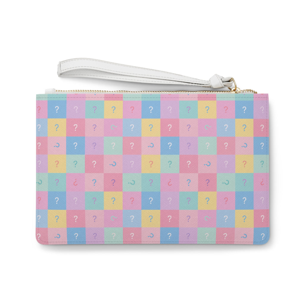 Zip Pouch-Pastel Question Mark Wristlet Clutch