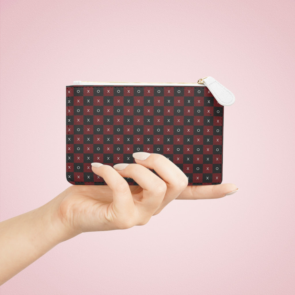 Zip Pouch-Red & Black XO Clutch with Gold Zipper-X's & O's