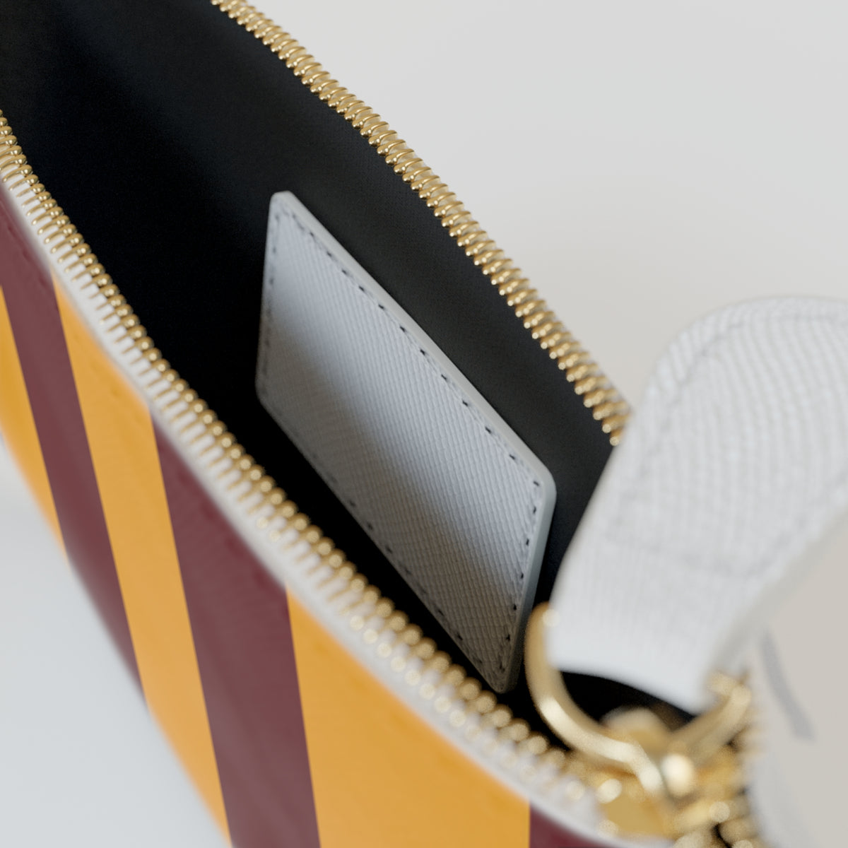 Zip Pouch – Burgundy & Gold Stripes