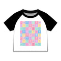 T Shirt-Womens-Pastel Question Mark Fitted Tee – Black & White Raglan Style