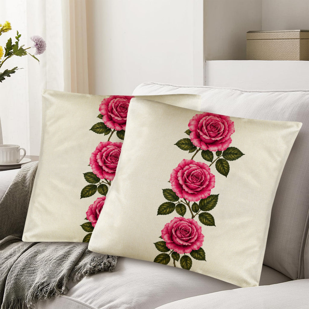 Pillow Cover-3-Rose-Vertical-Pink-Envelope Close-set of 2-Cover only, no insert
