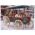 Christmas on the Country Wagon – Dogs & Cats 500-Piece Wooden Jigsaw Puzzle – product image