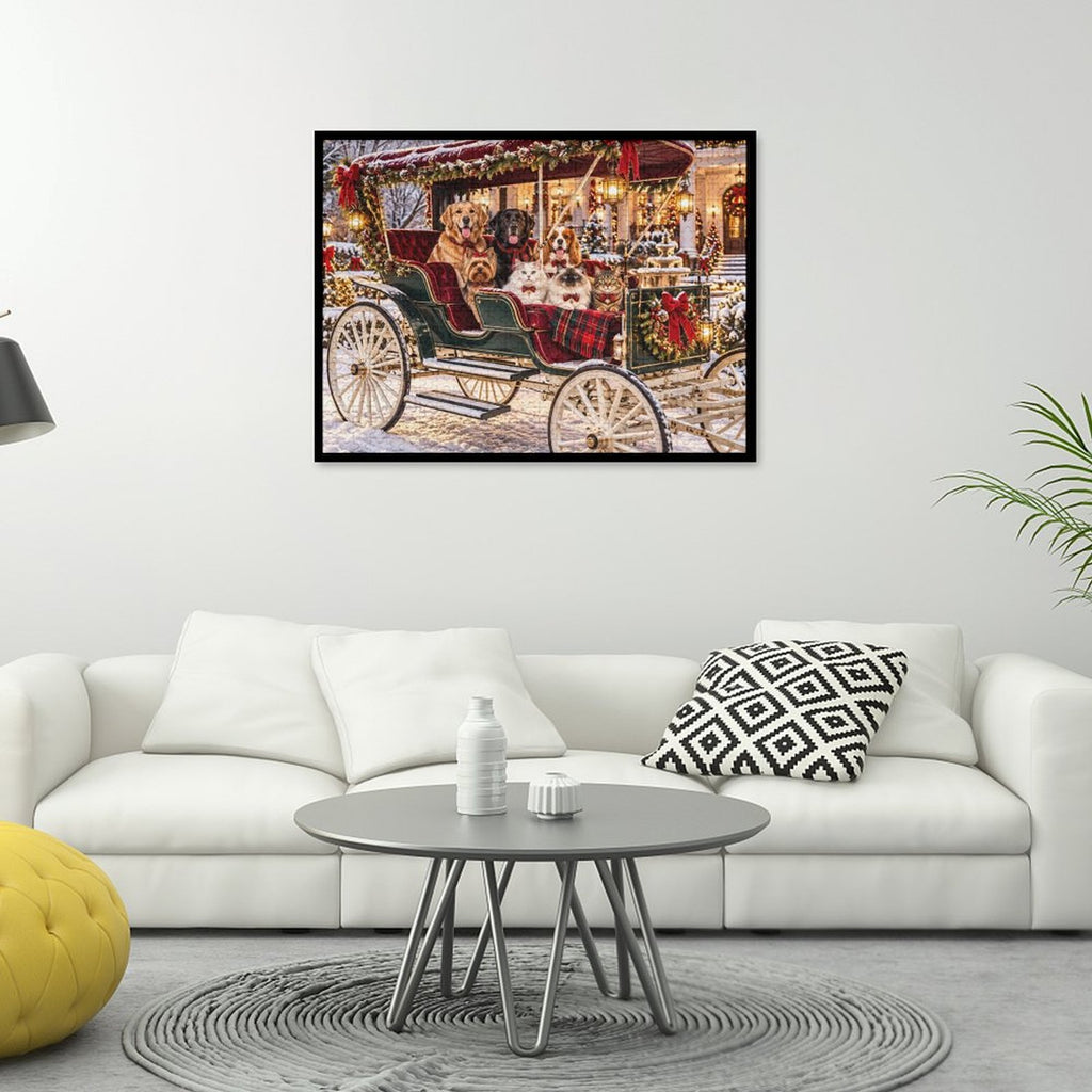 Christmas at the Grand Southern Estate – Dogs & Cats 500-Piece Wooden Jigsaw Puzzle