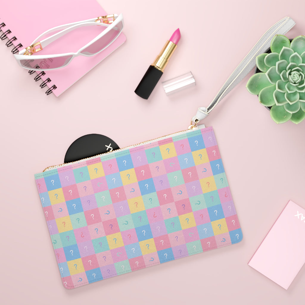 Zip Pouch-Pastel Question Mark Wristlet Clutch