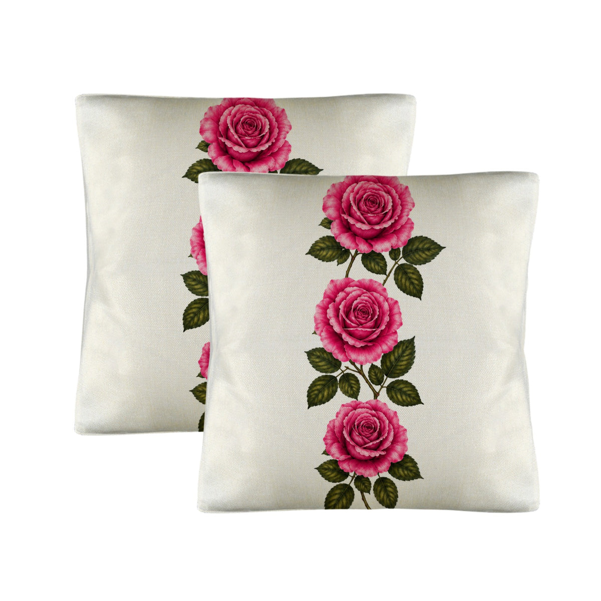 Pillow Cover-3-Rose-Vertical-Pink-Envelope Close-set of 2-Cover only, no insert