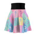 Skirt-Skater-Womens-Pastel Question Mark–Colorful High-Waist A-Line