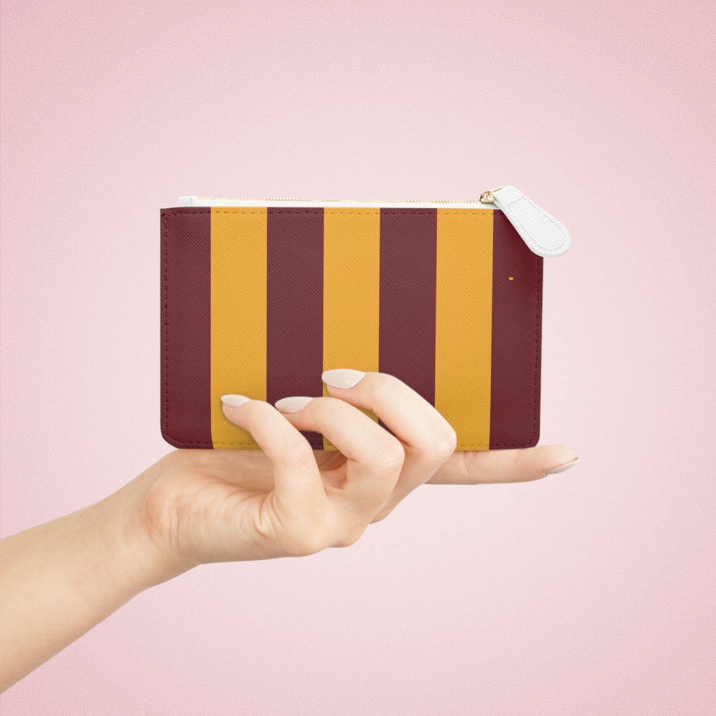 Zip Pouch – Burgundy & Gold Stripes