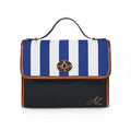 Handbag-Purse-Satchel –  Royal Blue & White Stripes with Dark Denim-Look Body