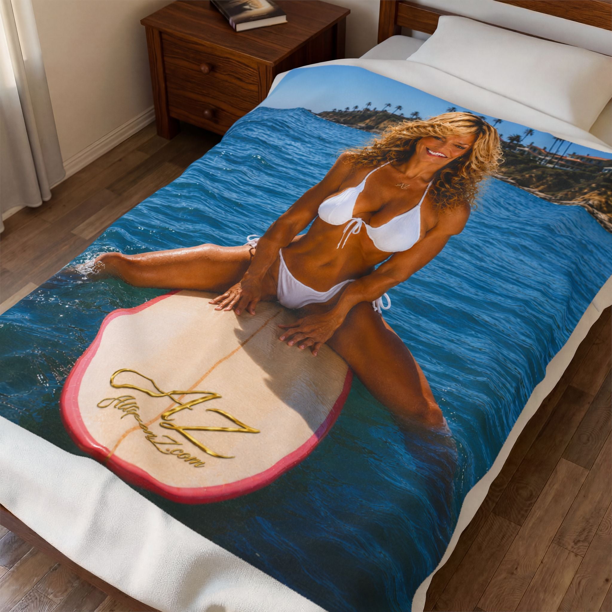 Allyson Z Coastal Surf Collection Premium Velveteen 50" x 60" Throw Blanket
