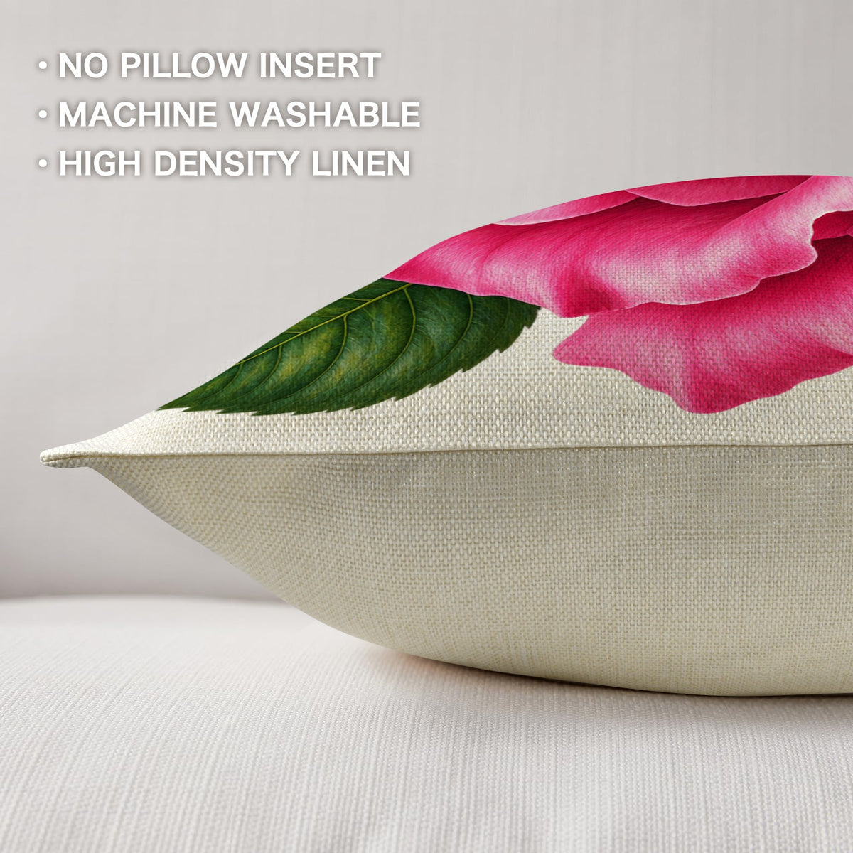 Pillow Cover-1-Rose--Pink-Envelope Close-set of 2-Cover only, no insert