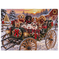 Christmas Carriage – Holiday Dogs & Cats 500-Piece Wooden Jigsaw Puzzle – product image