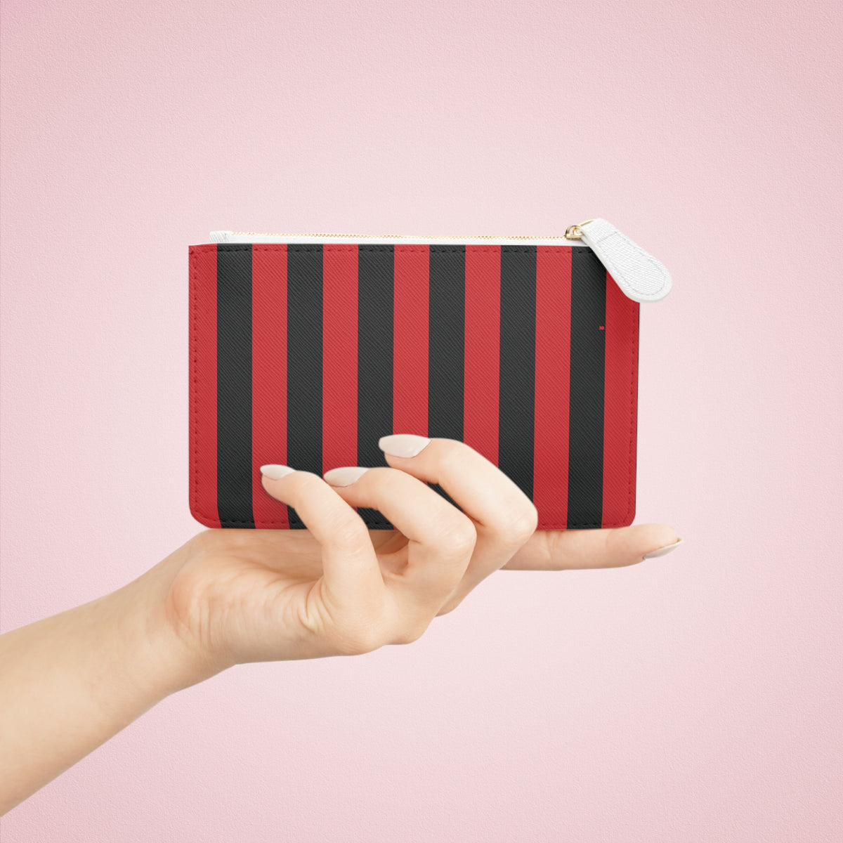 Zip Pouch – Red & Black Stripes