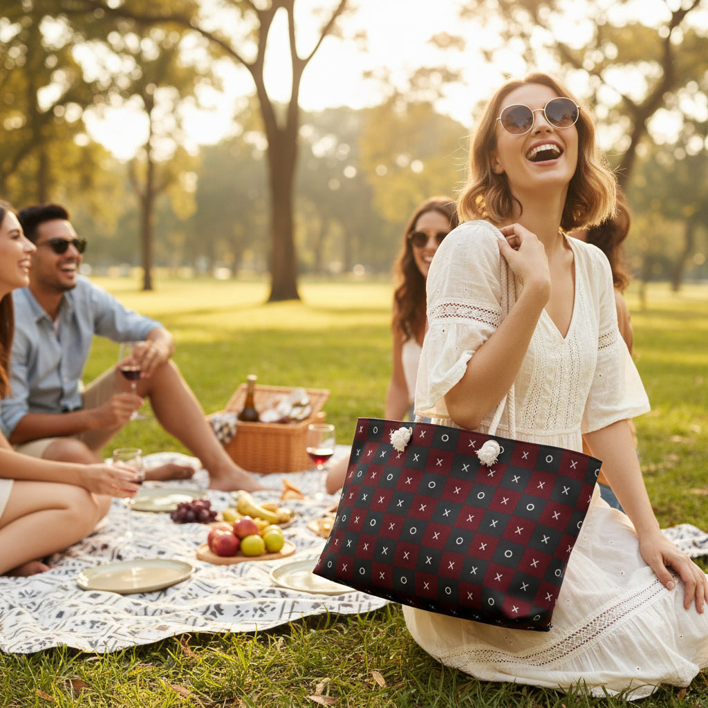 Tote Bag-Purse-Red & Black Tic Tac Toe Weekender