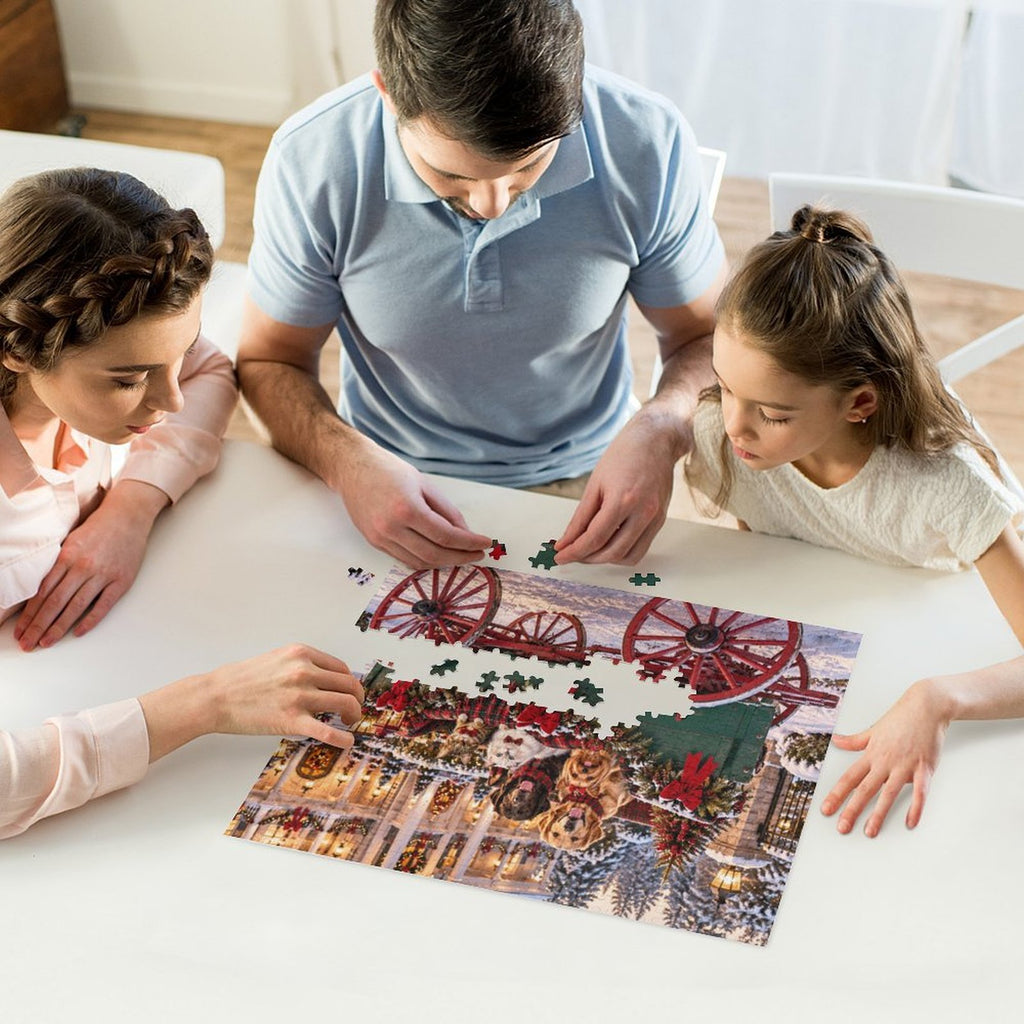 Christmas at Southern Mansion – Dogs & Cats 500-Piece Wooden Jigsaw Puzzle