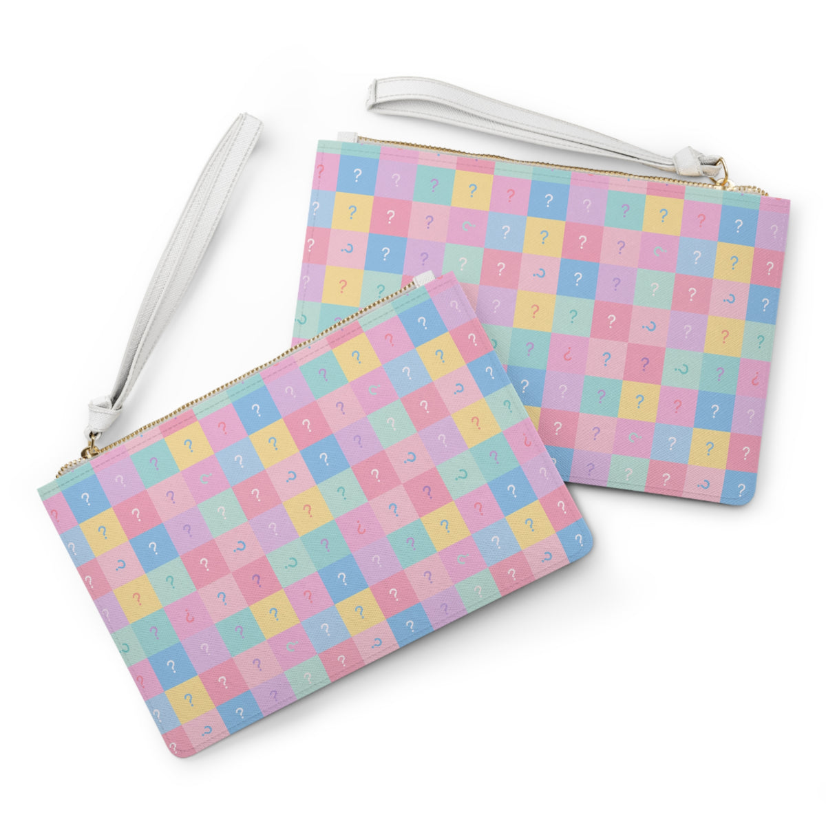 Zip Pouch-Pastel Question Mark Wristlet Clutch