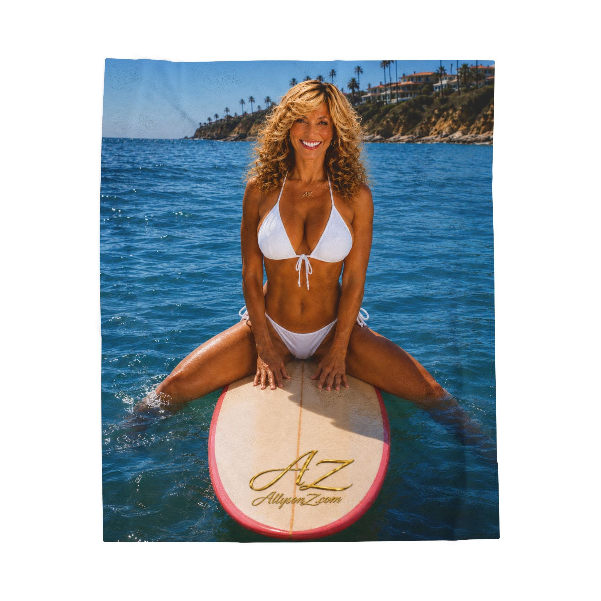 Allyson Z Coastal Surf Collection Premium Velveteen 50" x 60" Throw Blanket