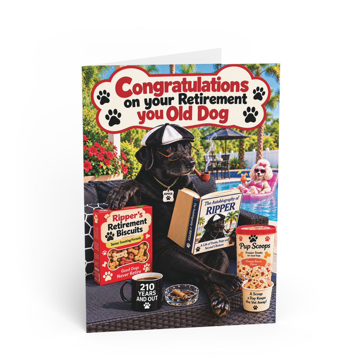 Funny Retirement Card –Black Labrador Retriever Relaxing