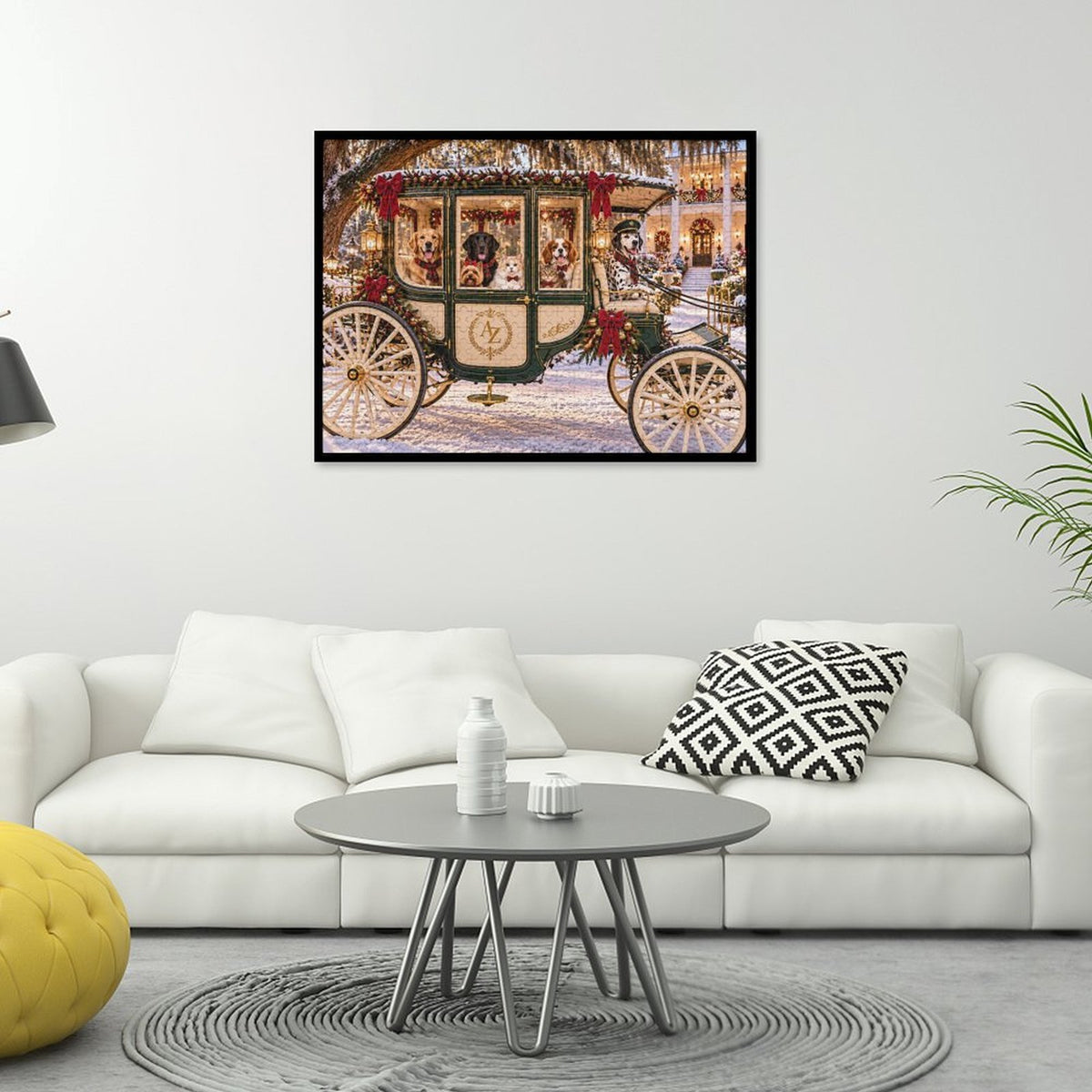 A Southern Christmas Carriage – Dogs & Cats 500-Piece Wooden Jigsaw Puzzle