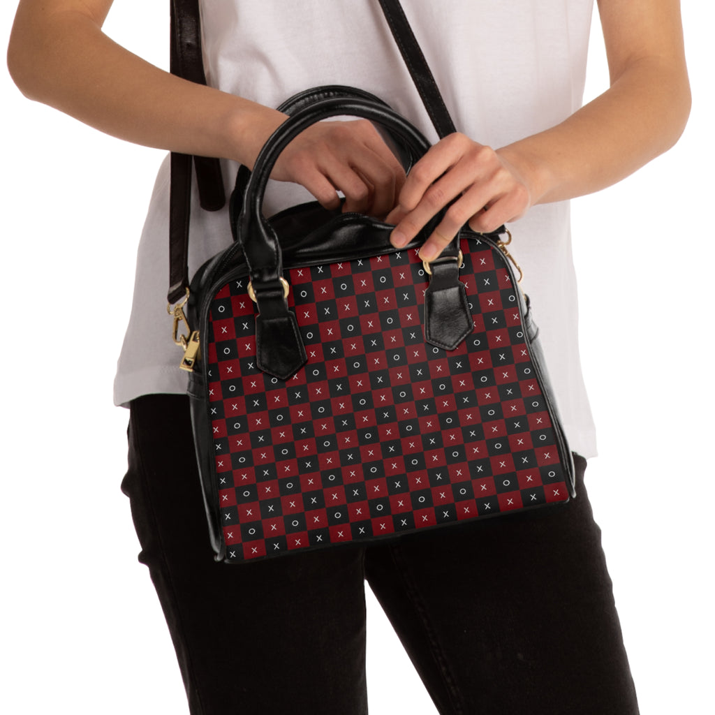 Handbag-Purse-Red & Black X's & O's with Adjustable Strap
