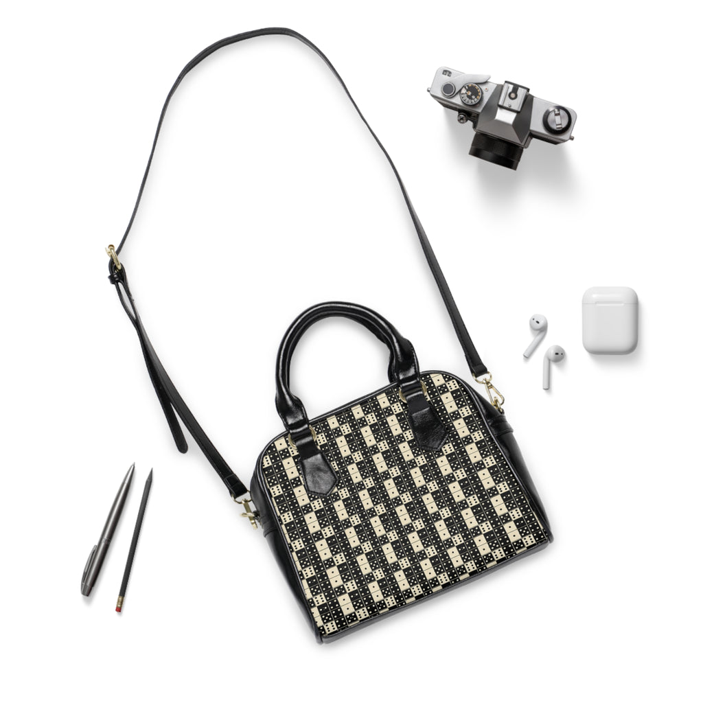 Handbag-Purse-Black & Ivory Domino Geometric Game-Inspired Purse