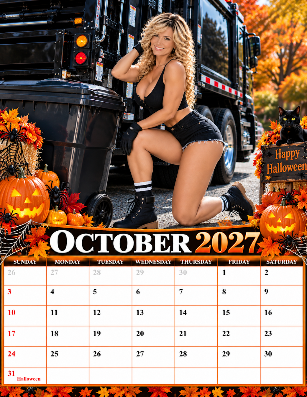 TRASH TRUCK HOTTIES 2027 — 12-Month Wall Calendar