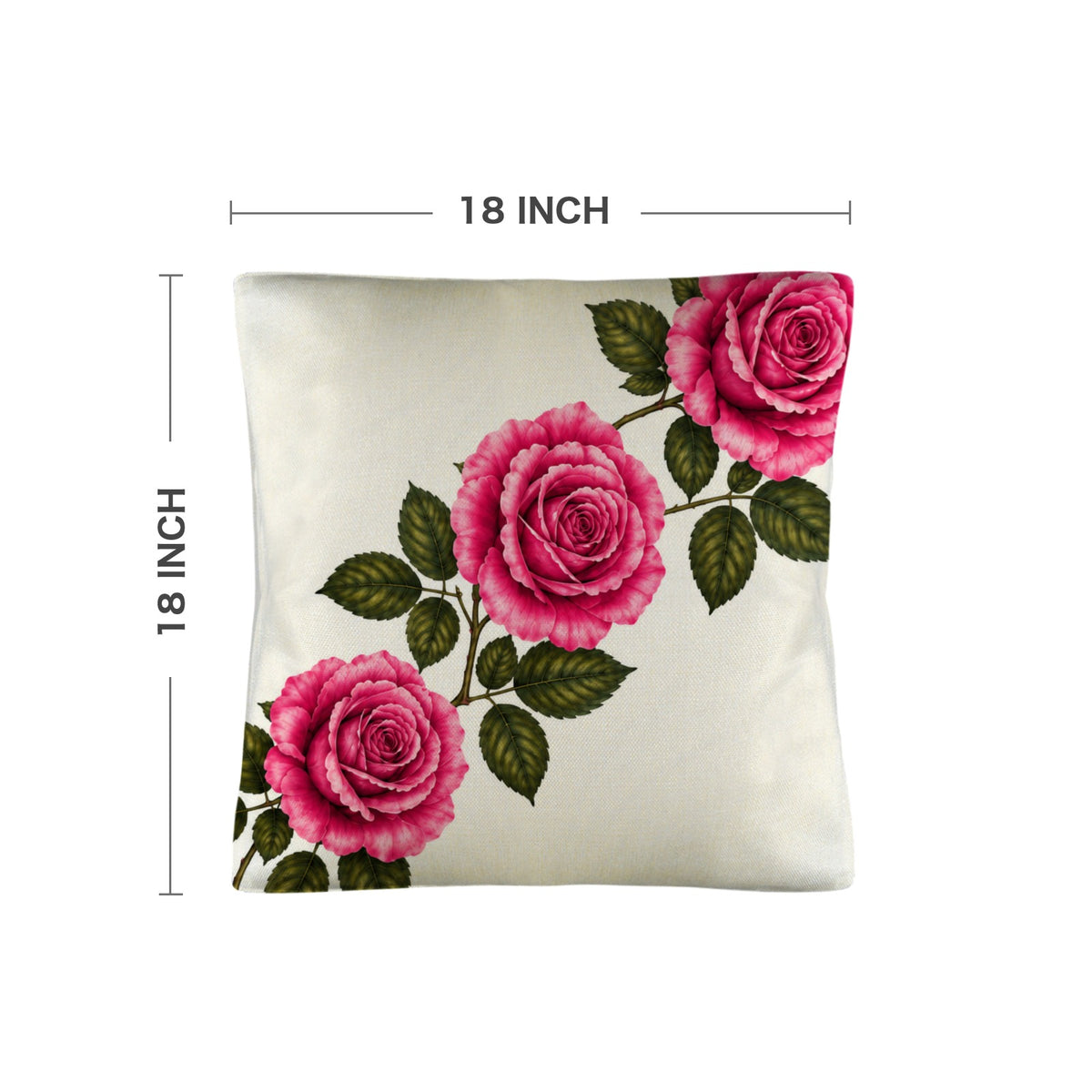 Pillow Cover-3-Rose-Diagonal-Pink-Envelope Close-set of 2-Cover only, no insert