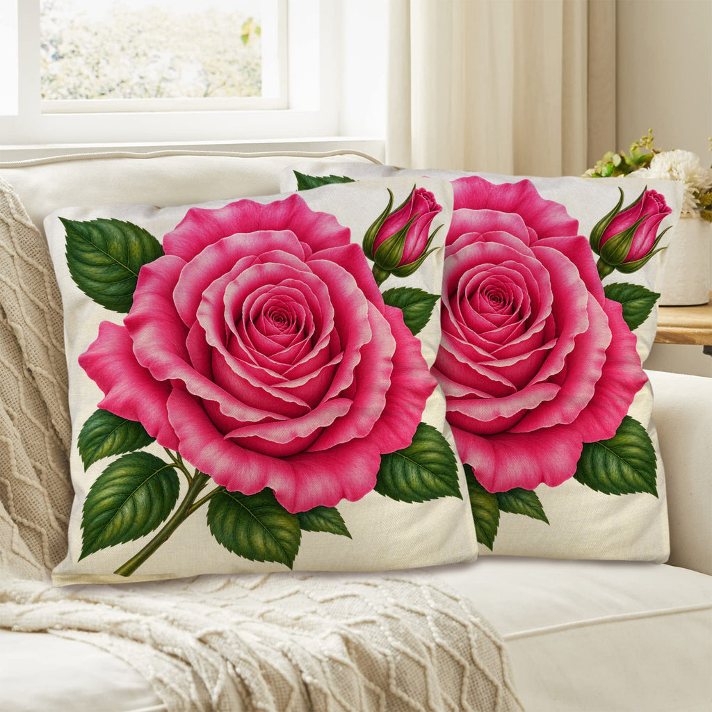Pillow Cover-1-Rose--Pink-Envelope Close-set of 2-Cover only, no insert