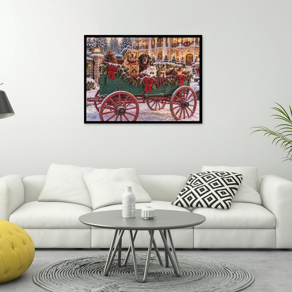 Christmas at Southern Mansion – Dogs & Cats 500-Piece Wooden Jigsaw Puzzle