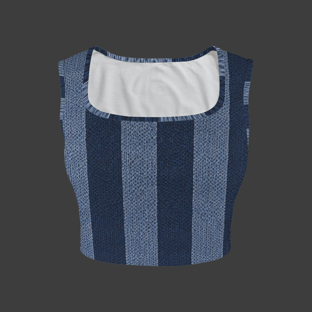 Tank Top-Blue Stripe Square Neck Crop
