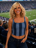 Tank Top-Blue Stripe Square Neck Crop